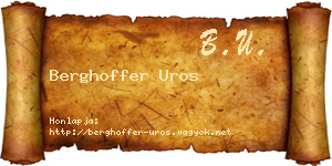 Berghoffer Uros névjegykártya